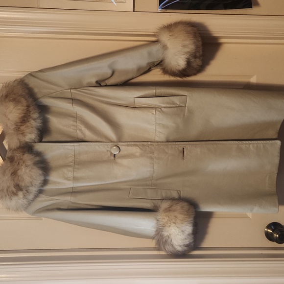 Vintage Leather Fur Trim Coat - Picture 2 of 11